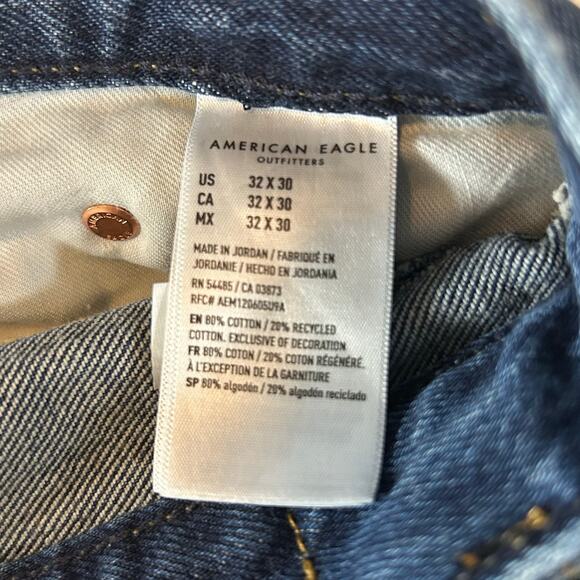 American Eagle AE Mens Baggy Jeans Size 32x27 Medium Wash Blue Denim - Picture 7 of 7